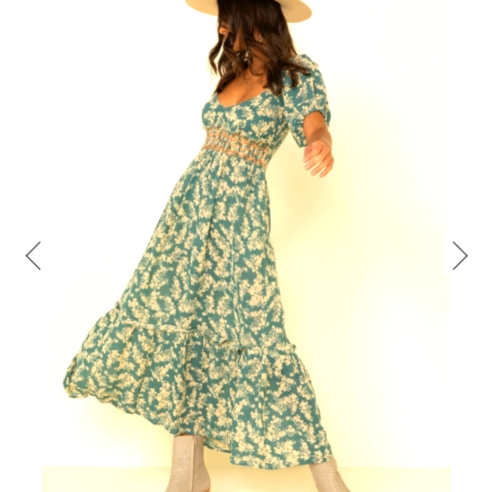 Free People Green Ellie Floral Dress